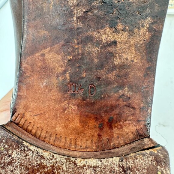 HH Brown Men Size 10.5D Brown Leather Cap Toe Brogue Oxford Dress Shoes - Picture 11 of 13